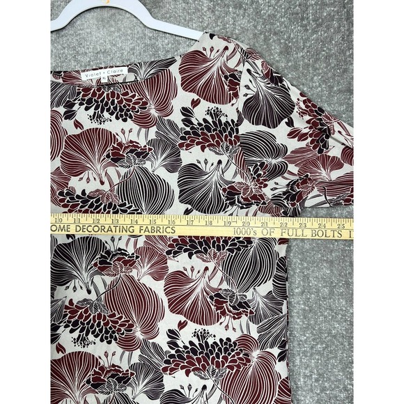 Violet + Claire Floral Long Ruffle Bell Sleeve Tunic Top Womens Size XL Gray Red - Picture 8 of 8